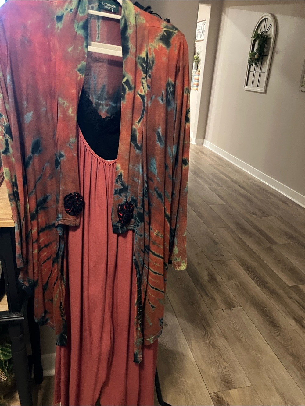 Kathmandu import Boho Rust Tie-Dye kimono vintage